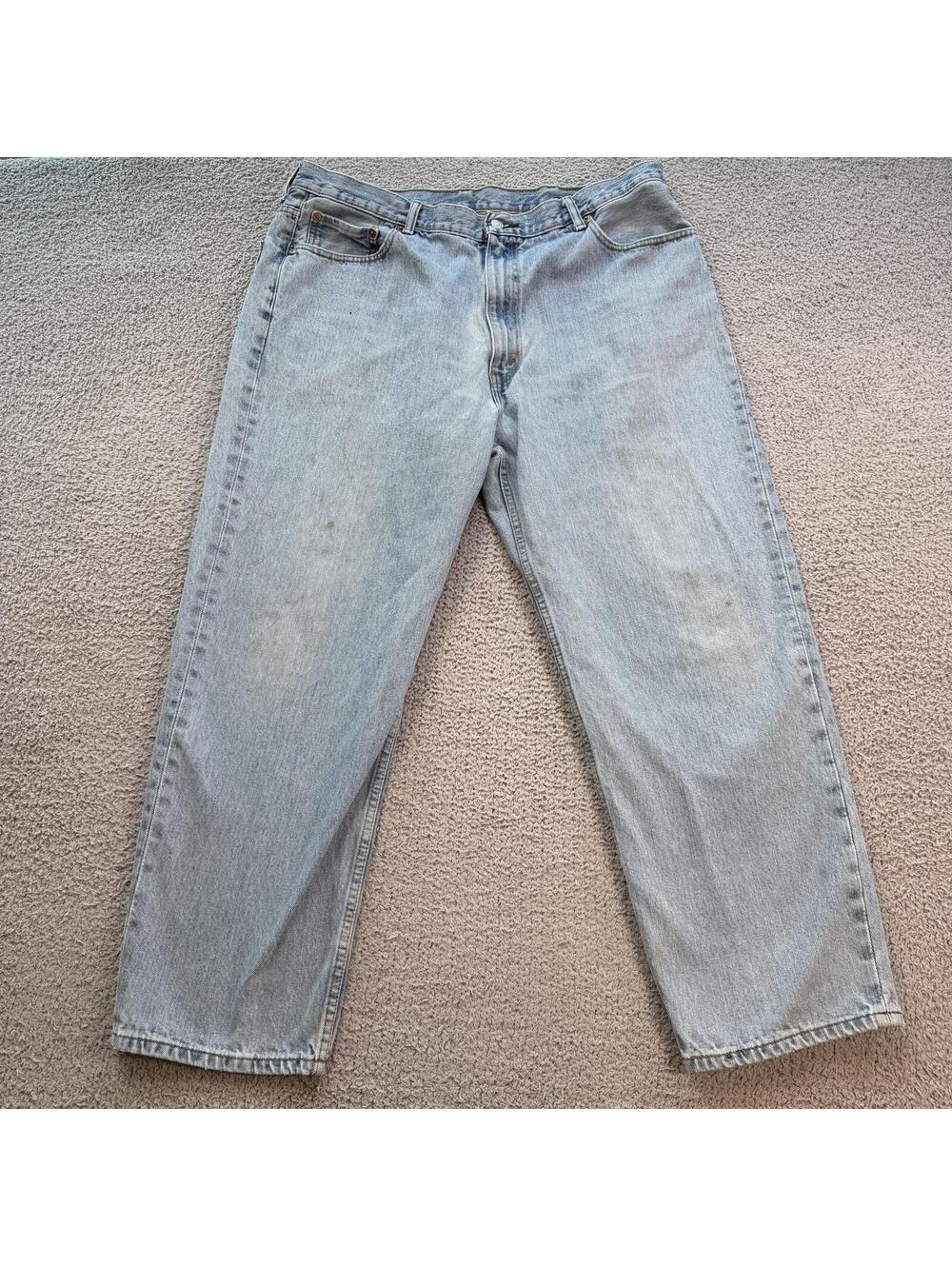 Vintage Levis 550 Relaxed Fit Light Wash Baggy Jeans 40x28 Distressed Fade Denim